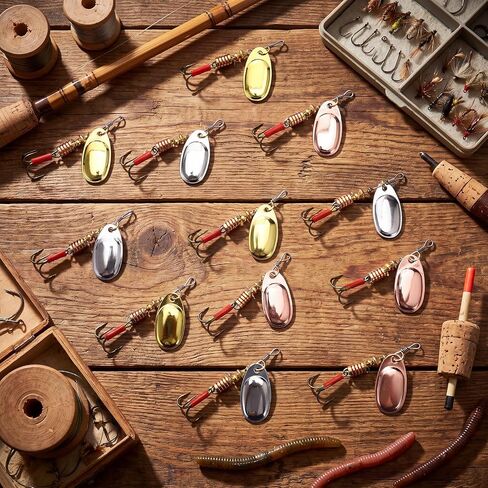 12 Pcs Plain Fishing Lures, Inline Spinner Lures in Saudi Arabia