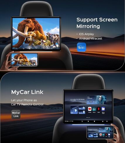 13.5" Android Headrest Monitor Screen Portable Car TV Supports Phone MirrorLink/HDMI in OUT/5G WiFi/Bluetooth/USB Rear Seat Entertainment Video Player 4G Ram+64G ROM 2PCS in Saudi Arabia