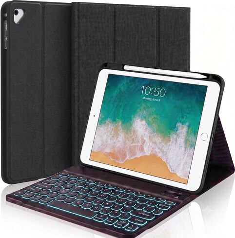 Backlit Keyboard Case for iPad Pro 12.9-inch 2017/2015 (Old Model, 2nd & 1st Generation), Magnetically Detachable Wireless Keyboard, Smart Folio with Pencil Holder, Black in Saudi Arabia
