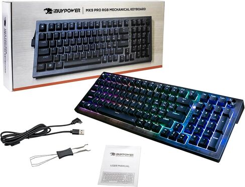 iBUYPOWER MK9 Pro RGB Mechanical Gaming Keyboard with Hotswap Linear Switches, Custom aRGB Lighting, Detachable USB-C Cable, Gasket Mounted PCB, Solid Black in Saudi Arabia
