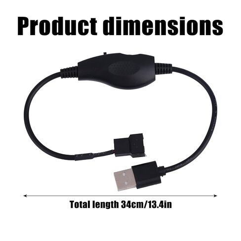 3pcs USB Fan Speed Adapter Controller, USB 5V to 12V 4 Pin PC Cooling Fan Adapter with Switch for Computer Cooling Fans (13.4 Inch/34cm) in Saudi Arabia