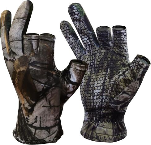 Camo Hunting Gloves Fingerless Turkey Hunting Glove Lightweight Anti-Slip Fishing Gloves Outdoor Hunting Camouflage Gear Archery Accessories for Men Women in Saudi Arabia