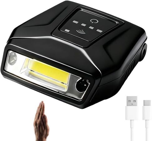 LED Hard Hat Light,Rechargeable Motion Sensor Cap Visor Head Light - COB Clip on Cap Lights - Headlamp Flashlight with Red Light for Fishing Running Camping Reading(1000mAh) in Saudi Arabia