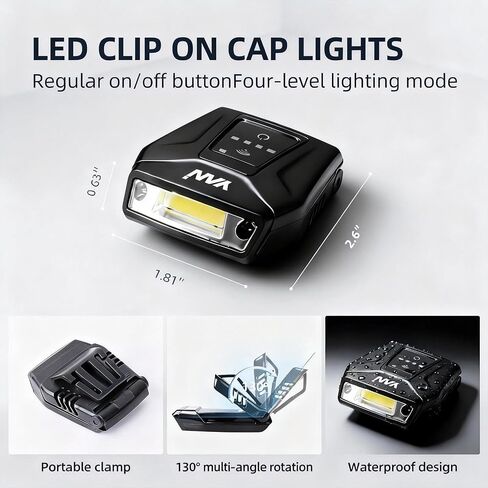LED Hard Hat Light,Rechargeable Motion Sensor Cap Visor Head Light - COB Clip on Cap Lights - Headlamp Flashlight with Red Light for Fishing Running Camping Reading(1000mAh) in Saudi Arabia