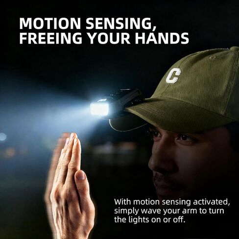 LED Hard Hat Light,Rechargeable Motion Sensor Cap Visor Head Light - COB Clip on Cap Lights - Headlamp Flashlight with Red Light for Fishing Running Camping Reading(1000mAh) in Saudi Arabia
