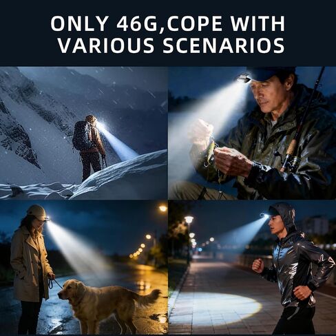 LED Hard Hat Light,Rechargeable Motion Sensor Cap Visor Head Light - COB Clip on Cap Lights - Headlamp Flashlight with Red Light for Fishing Running Camping Reading(1000mAh) in Saudi Arabia