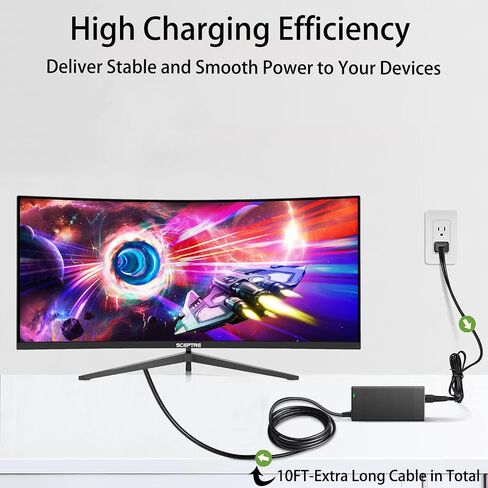 UL Listed 19V AC/DC Adapter Compatible with Sceptre C345B-QUT168 E248B-FWN240W Monitor 34" Curved Ultrawide WQHD Quad HD Replacement Model RC0653-1903420ZP 19V 3.42A 65W Power Supply Charger Cord in Saudi Arabia