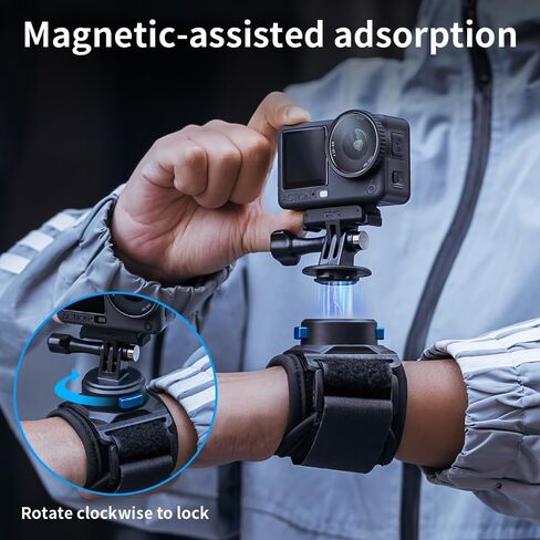 Magnetic Action Camera Wrist Mount, Quick Release Wrist Strap Holder for GoPro Hero 13/12/11/10, DJI Osmo Action 6/5Pro/4/3, Insta360 ONE R, AKASO, and More in Saudi Arabia