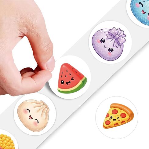 Squishy Stickers Roll 500Pcs - Kawaii Cartoon Ice Cream Bao Bun 2 inche Vinyl Stickers Decals - Easy Stick & Removeable for Fans Lover Scarpbook Window Tumblers Water Bottles Teens in Saudi Arabia