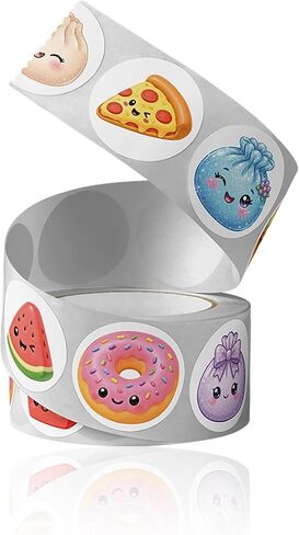 Squishy Stickers Roll 500Pcs - Kawaii Cartoon Ice Cream Bao Bun 2 inche Vinyl Stickers Decals - Easy Stick & Removeable for Fans Lover Scarpbook Window Tumblers Water Bottles Teens in Saudi Arabia