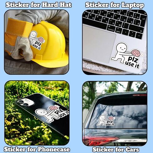 Plz Use It Funny Brain Common Sense Sarcastic Humor Retro Aesthetic Decal Sticker for laptops notebooks Books Diary Phone case Water Bottles Mug in Saudi Arabia
