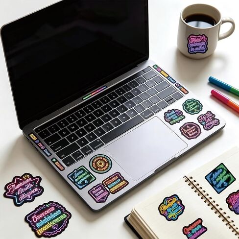 108pcs Neon Positive Affirmation Stickers,Inspirational Positive Quote Vinyl Stickers,Waterproof Inspirational Boost Decals for Water Bottle,Laptops, Scrapbook，Phone Case in Saudi Arabia