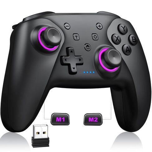NealGamefy Switch Controllers,Wireless Switch Pro Controller for Switch/Lite/OLED/iOS/Android,Rechargeable Wired PC Gaming Controller with Cool LED Light, Turbo, 6-Axis Gyro, 4-Speed Vibration in Saudi Arabia
