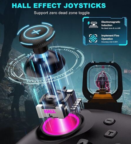 NealGamefy Switch Controllers,Wireless Switch Pro Controller for Switch/Lite/OLED/iOS/Android,Rechargeable Wired PC Gaming Controller with Cool LED Light, Turbo, 6-Axis Gyro, 4-Speed Vibration in Saudi Arabia