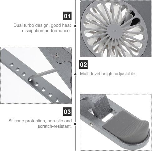 Homoyoyo Laptop Cooler Stand with Double Dissipation Adjustable Aluminum Alloy and Quiet Fan for Efficient Cooling, Compatible with Notebooks for Gaming and Work in Saudi Arabia
