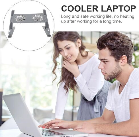 Homoyoyo Laptop Cooler Stand with Double Dissipation Adjustable Aluminum Alloy and Quiet Fan for Efficient Cooling, Compatible with Notebooks for Gaming and Work in Saudi Arabia
