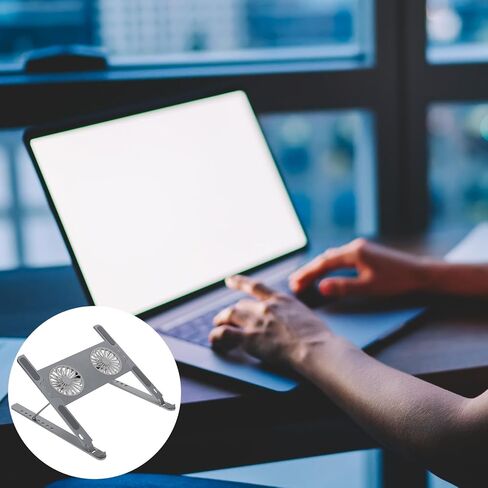 Homoyoyo Laptop Cooler Stand with Double Dissipation Adjustable Aluminum Alloy and Quiet Fan for Efficient Cooling, Compatible with Notebooks for Gaming and Work in Saudi Arabia