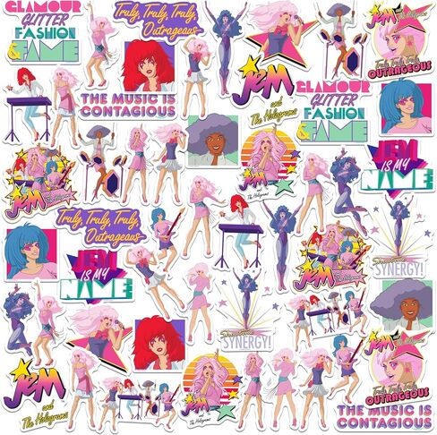 Jem, Band Graphics & Iconic 80s Designs for Laptop, Water Bottle & Suitcase in Saudi Arabia