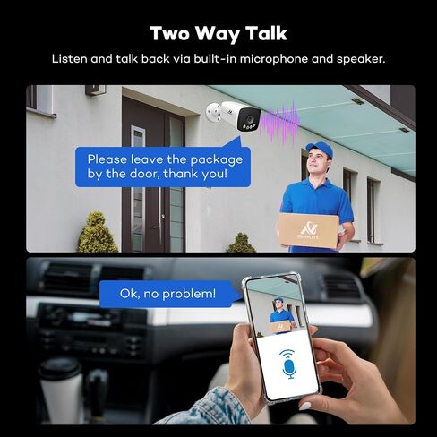 ONWOTE 5MP Two Way Talk 122° PoE IP CCTV Camera, Smart Color Night Vision in Saudi Arabia