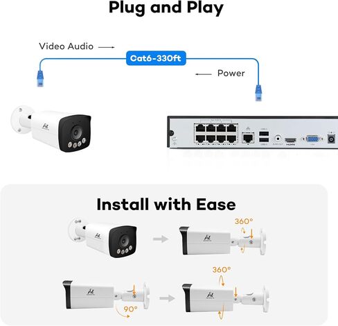 ONWOTE 5MP Two Way Talk 122° PoE IP CCTV Camera, Smart Color Night Vision in Saudi Arabia