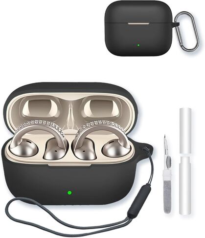 Case for Motorola Moto Buds Clip True Wireless Earbuds,Soft Protective,BOVUGAC Silicone Case Cover with Keychain & Cleaning Kit & Lanyard.-Black in Saudi Arabia