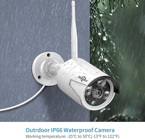 Hiseeu Camera Add on 5MP Outdoor Wireless Security Camera, Waterproof Outdoor Indoor 3.6mm Lens IR Cut Day & Night Vision with Power Adapter, Compatible 10CH Wireless Security Camera System in Saudi Arabia