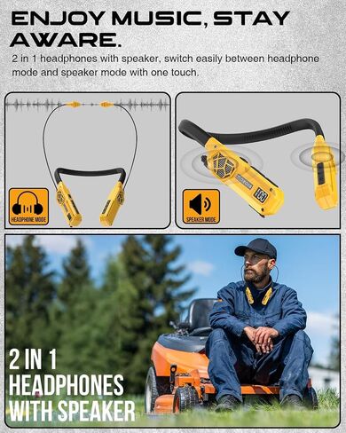 MIPEACE Neckband Bluetooth Headphones, 2-in-1 Around The Neck Work Headphones-OSHA Approved Earbuds w/Built-in Speakers,ENC,100+Hrs Playtime,4 EQ Modes for Bluetooth Hearing Protection Mowing Safety in Saudi Arabia