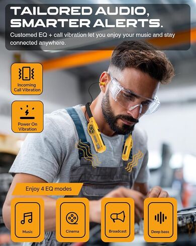 MIPEACE Neckband Bluetooth Headphones, 2-in-1 Around The Neck Work Headphones-OSHA Approved Earbuds w/Built-in Speakers,ENC,100+Hrs Playtime,4 EQ Modes for Bluetooth Hearing Protection Mowing Safety in Saudi Arabia
