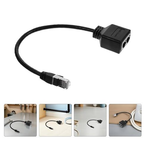 Rj45 Network Splitter Adapter 2pcs for Office and Home Use Black in Saudi Arabia