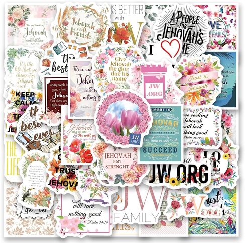 JW.ORG Stickers Pack, 62Pcs Aesthetic Vinyl Waterproof Sticker Decals for Water Bottle,Laptop,Phone,Skateboard,Scrapbooking,Bumper for Fans for Party Supply in Saudi Arabia