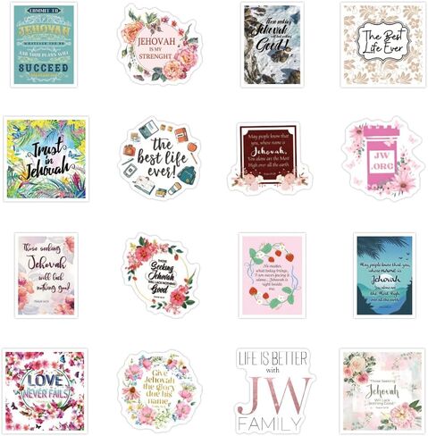 JW.ORG Stickers Pack, 62Pcs Aesthetic Vinyl Waterproof Sticker Decals for Water Bottle,Laptop,Phone,Skateboard,Scrapbooking,Bumper for Fans for Party Supply in Saudi Arabia