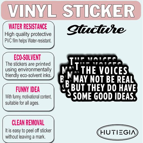 3PCS The Voices May Not Be Real but They Do Have Some Good Ideas Funny Vinyl Stickers, Dark Humor Sarcastic Quote Decals for Water Bottles, Laptops, Tumblers, Journals and Personal Items, 3 Inch in Kuwait
