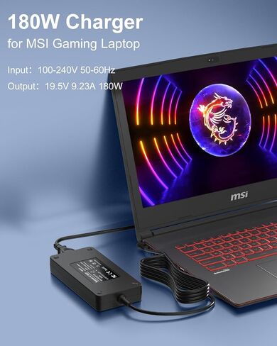 180W Charger Compatible with MSI Thin GF63 GF65 Gaming Laptop in Saudi Arabia
