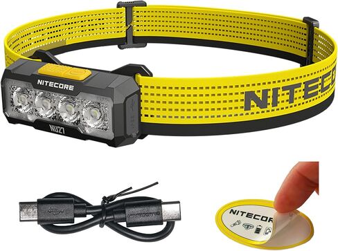 Nitecore NU27 600 Lumens Running Camping Headlamp, USB-C Rechargeable with Warm, Neutral and Cool White Lights, Red Light, Including NitecoreS Sticker (Black) in Saudi Arabia