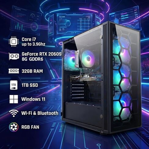 STGAubron Gaming PC Desktop,Core I7,RTX 2060 Super 8G,32G RAM,1TB SSD in Saudi Arabia