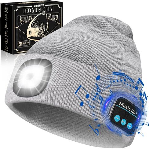 VIBELITE LED Beanie Hat with Light, Black in Saudi Arabia