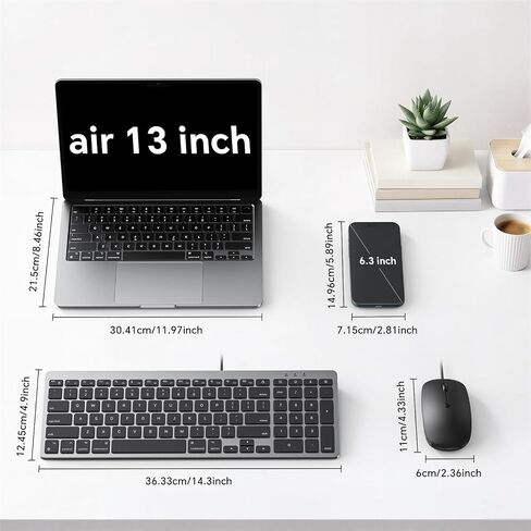 OMOTON Keyboard and Mouse for Mac, Wired USB-C & USB-A, Zero Setup, Grey in Saudi Arabia