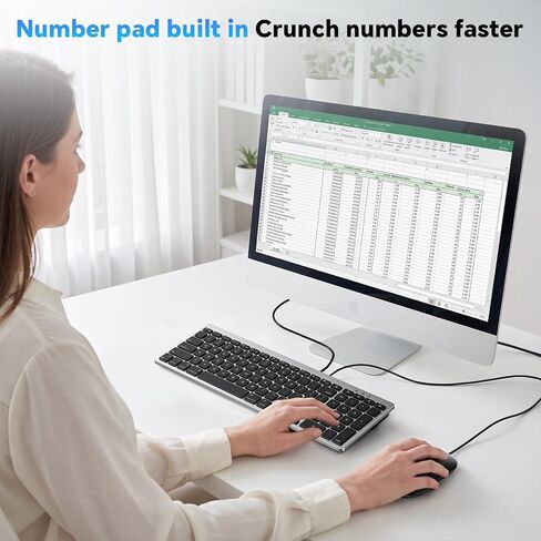 OMOTON Keyboard and Mouse for Mac, Wired USB-C & USB-A, Zero Setup, Grey in Saudi Arabia