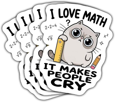 (3Inch) 4Pcs Funny Math Stickers, Math Teacher Stickers for Cat Lovers in Saudi Arabia