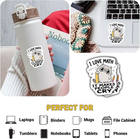 (3Inch) 4Pcs Funny Math Stickers, Math Teacher Stickers for Cat Lovers in Saudi Arabia