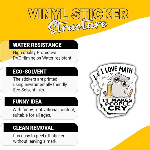 (3Inch) 4Pcs Funny Math Stickers, Math Teacher Stickers for Cat Lovers in Saudi Arabia