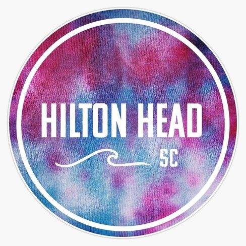 Hilton Head - Tie Dye Vinyl Sticker Waterproof Decal Laptop Wall Window Bumper Sticker 5" in Saudi Arabia