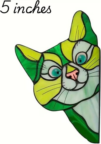 Peeking Cat Decal Vinyl Sticker, Stained Glass Style Cat Window Sticker for Car, Laptop, Window, Bumper,Waterproof Die-Cut Kitten Decal, Cat Lover Gifts for Women Mom Cat Mom, 5 Inch, Set of 3 in Saudi Arabia