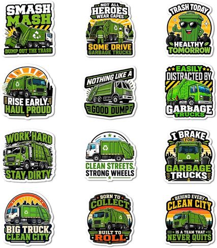 Vybonz Garbage Truck Stickers Trash Collection Recycling Truck Decal Pack in Saudi Arabia
