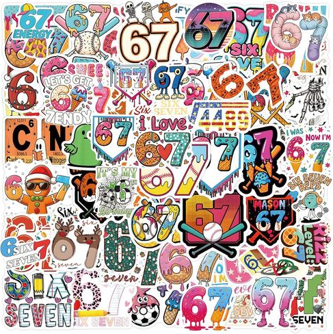 110Pcs 6 7 Stickers, Funny Six Seven Meme Stickers Waterproof Vinyl Decals for Water Bottle, Laptop, Phone, Kindle, Journal, Scrapbook in Saudi Arabia