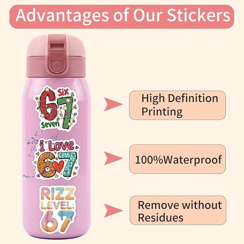 110Pcs 6 7 Stickers, Funny Six Seven Meme Stickers Waterproof Vinyl Decals for Water Bottle, Laptop, Phone, Kindle, Journal, Scrapbook in Saudi Arabia