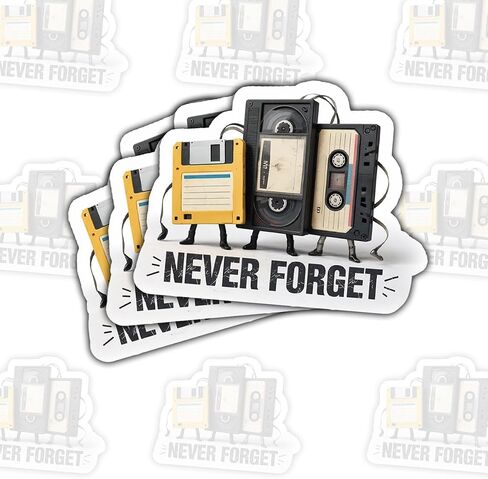 3Pcs Cassette Never Forget Sticker Funny Vintage Retro Tech Floppy Disk in Saudi Arabia