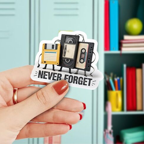 3Pcs Cassette Never Forget Sticker Funny Vintage Retro Tech Floppy Disk in Saudi Arabia