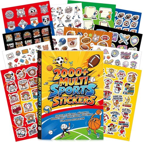 2000 PCS Sports Stickers Book, Water Bottle Stickers for Kids in Saudi Arabia