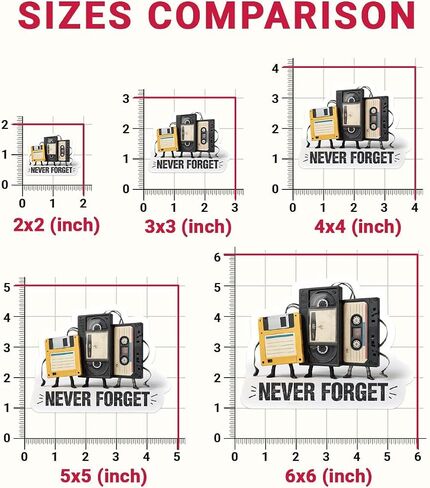 3Pcs Cassette Never Forget Sticker Funny Vintage Retro Tech Floppy Disk in Saudi Arabia